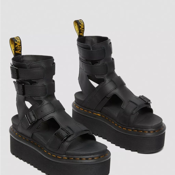 Martens Black Platform Sandals with Chunky Sole